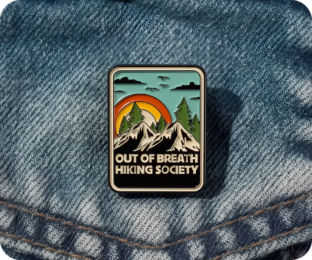Out Of Breath Hiking Society Travel Pin Badge