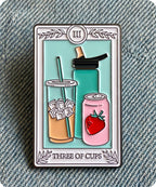 Three of Cups Tarot Enamel Lapel Pin Badge