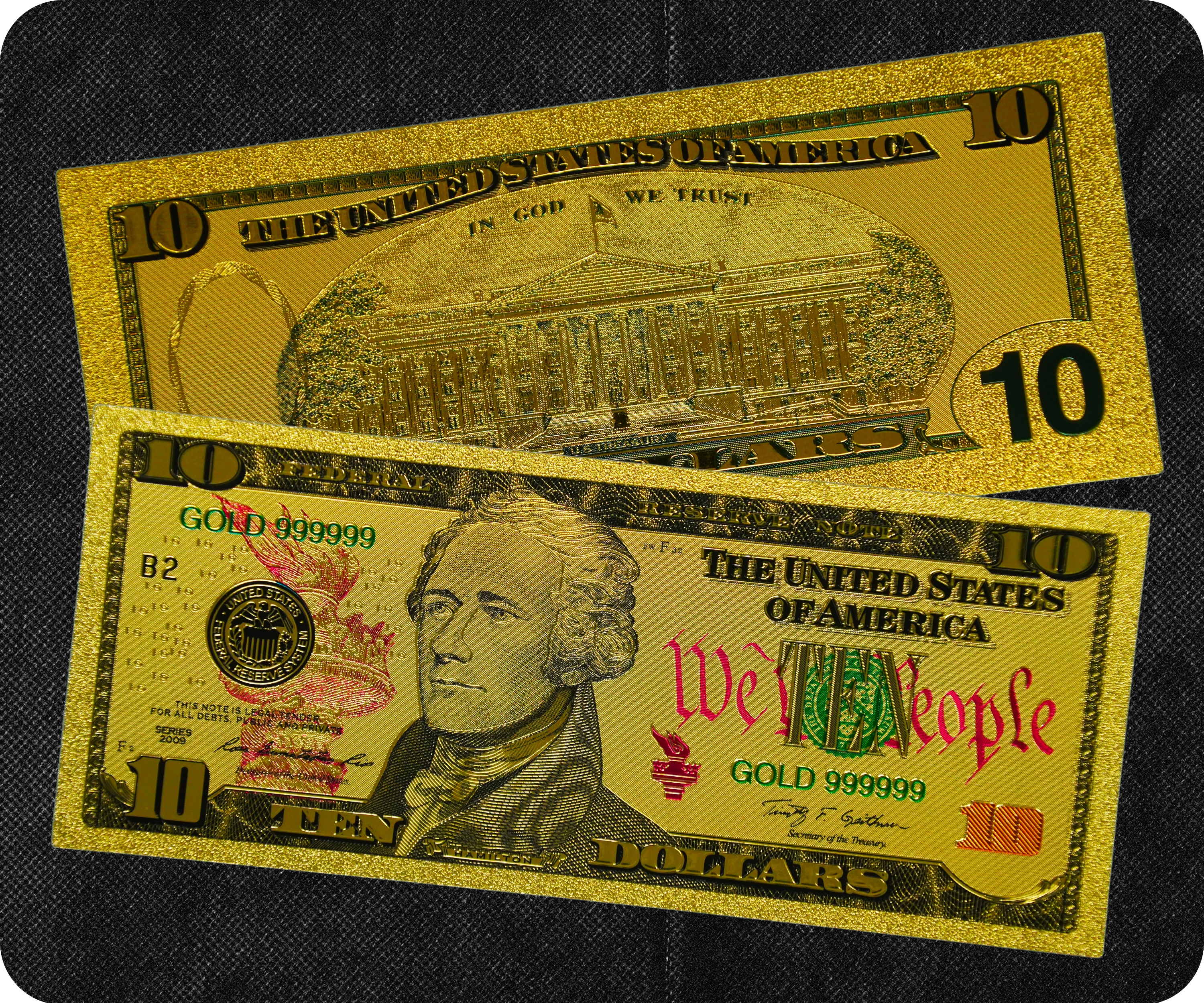 $10 Dollar United States of America Golden Banknote Secondary image