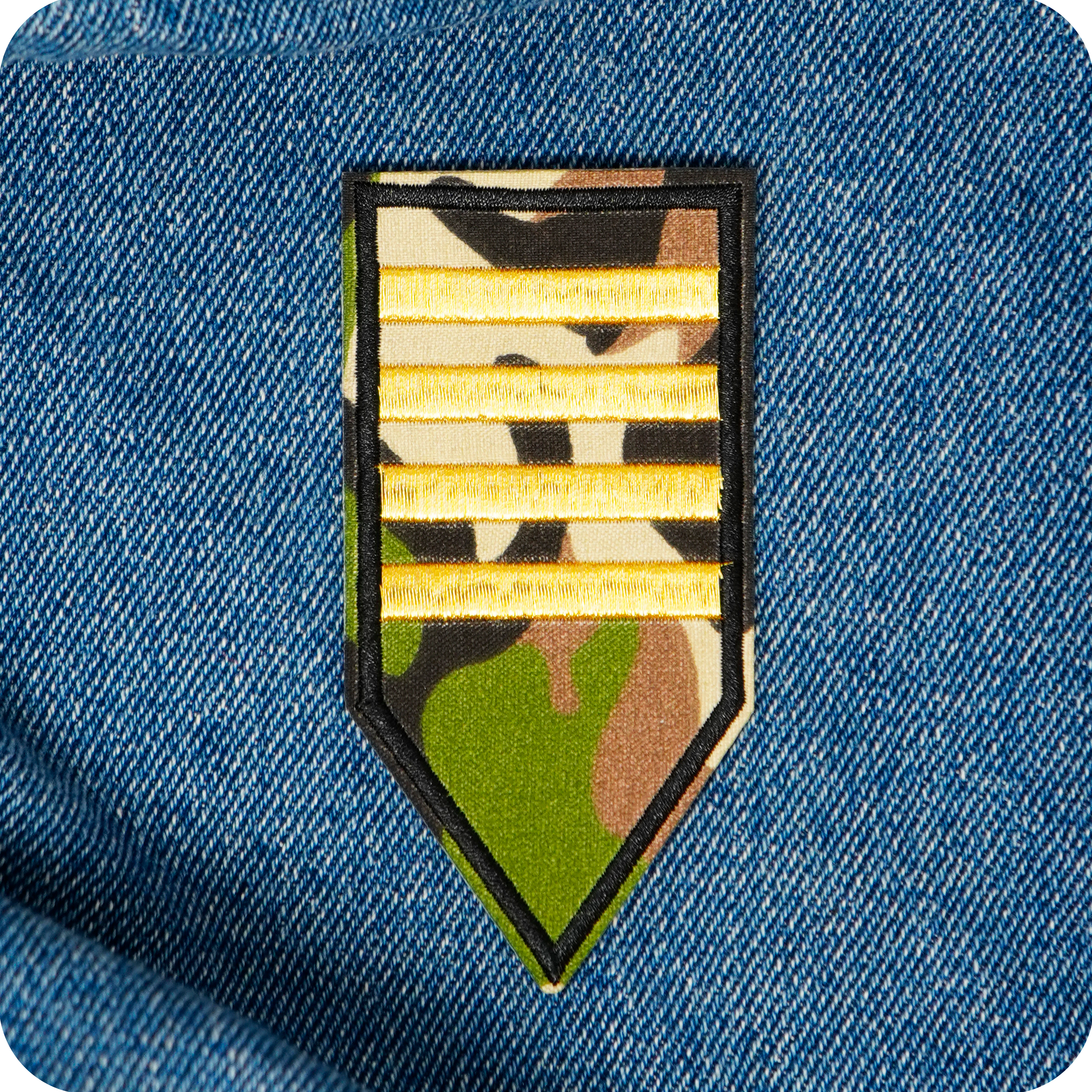 Captain 4 Gold Stripe Military Rank Epaulette Iron On Patch (9 x 5cm)