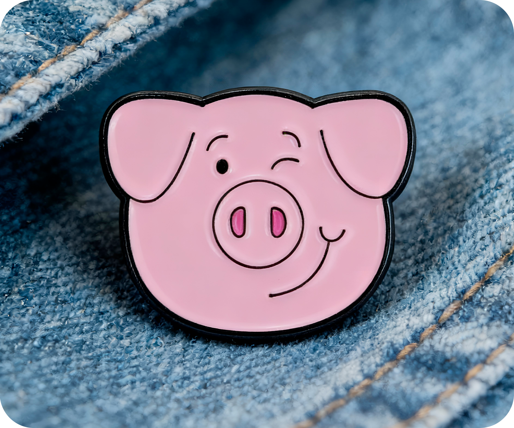 Pink Piggy Farm Animal Pin Badge