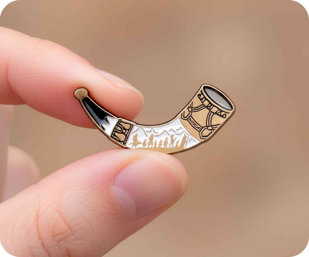 Viking Drinking Horn Pin Badge