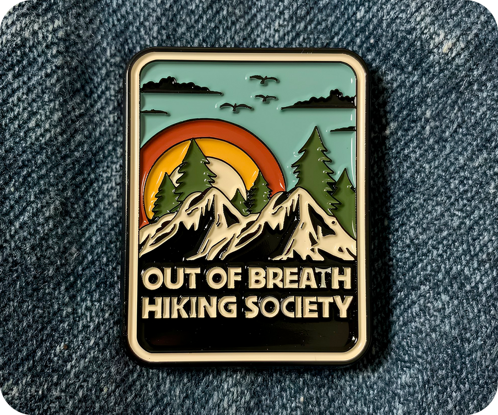 Out Of Breath Hiking Society Travel Pin Badge