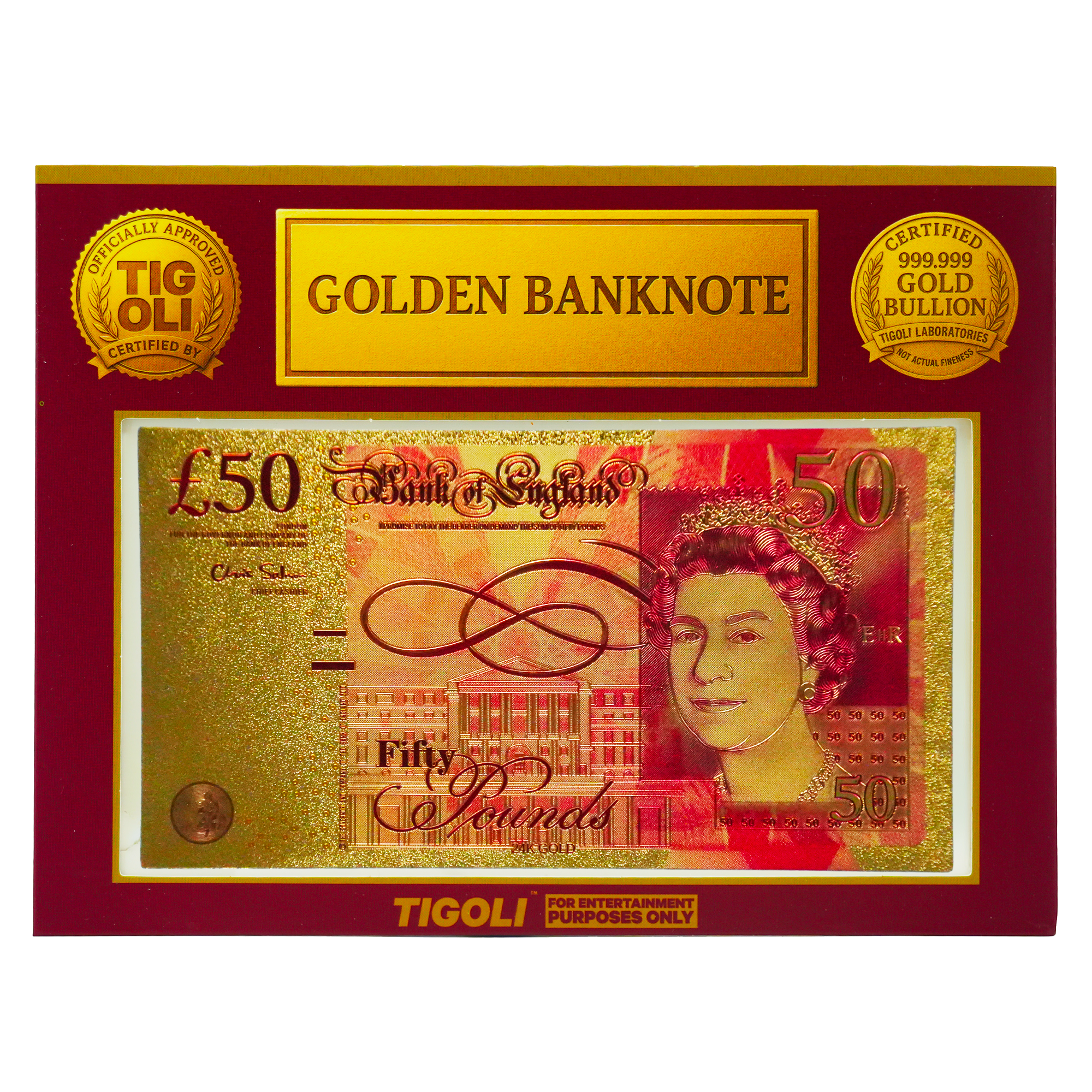 £50 United Kingdom Pounds Golden Banknote Imagen principal del producto