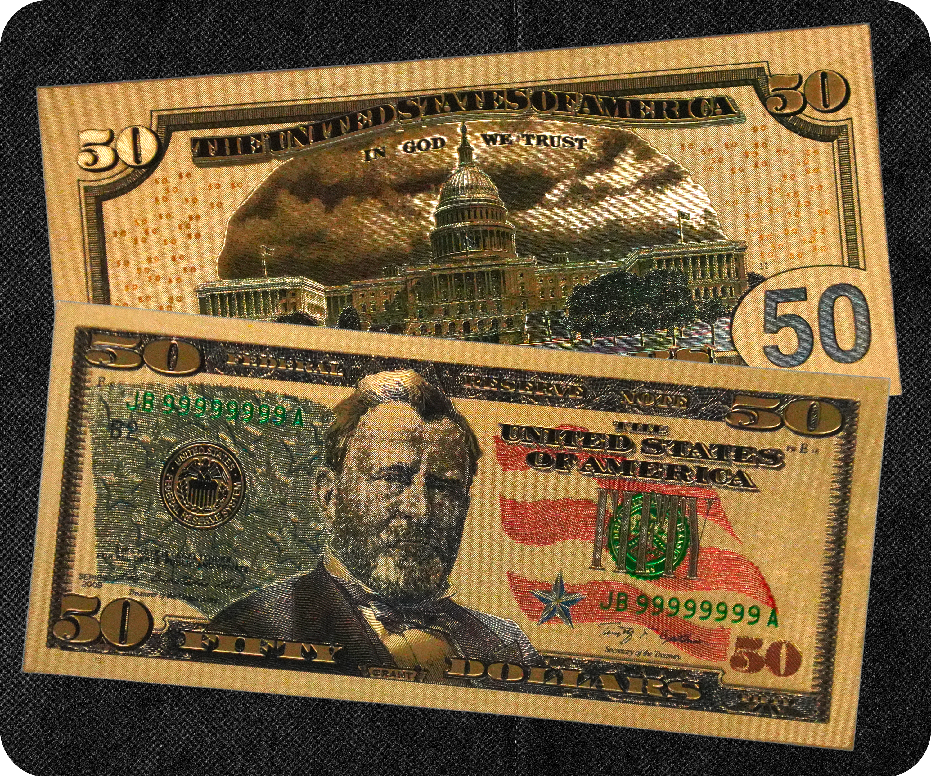 $50 Dollar United States of America Golden Banknote Secondary image