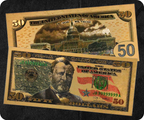 $50 Dollar United States of America Golden Banknote
