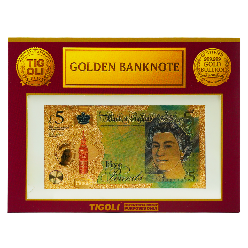 £5 United Kingdom Pounds Golden Banknote