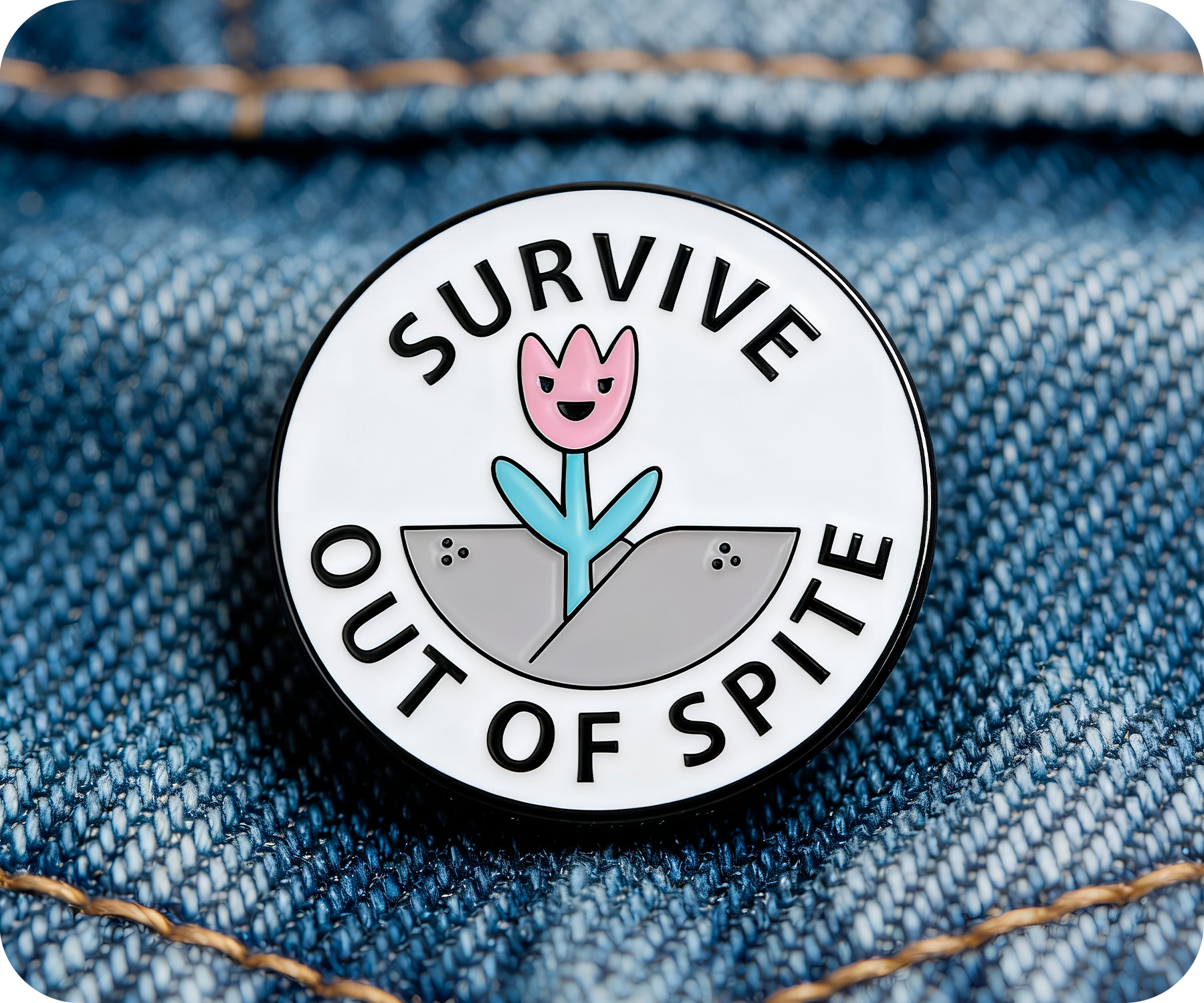 Survive Out Of Spite Flower Pin Badge