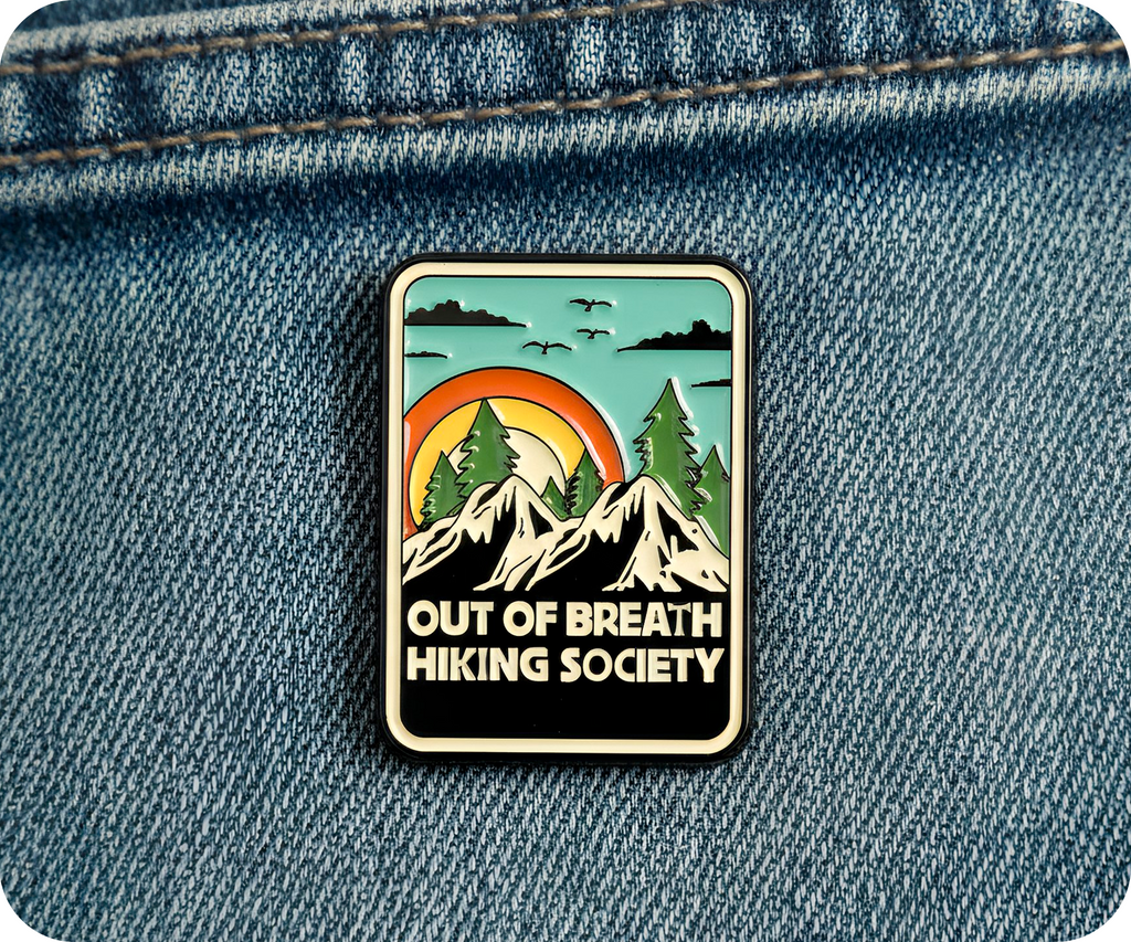 Out Of Breath Hiking Society Travel Pin Badge