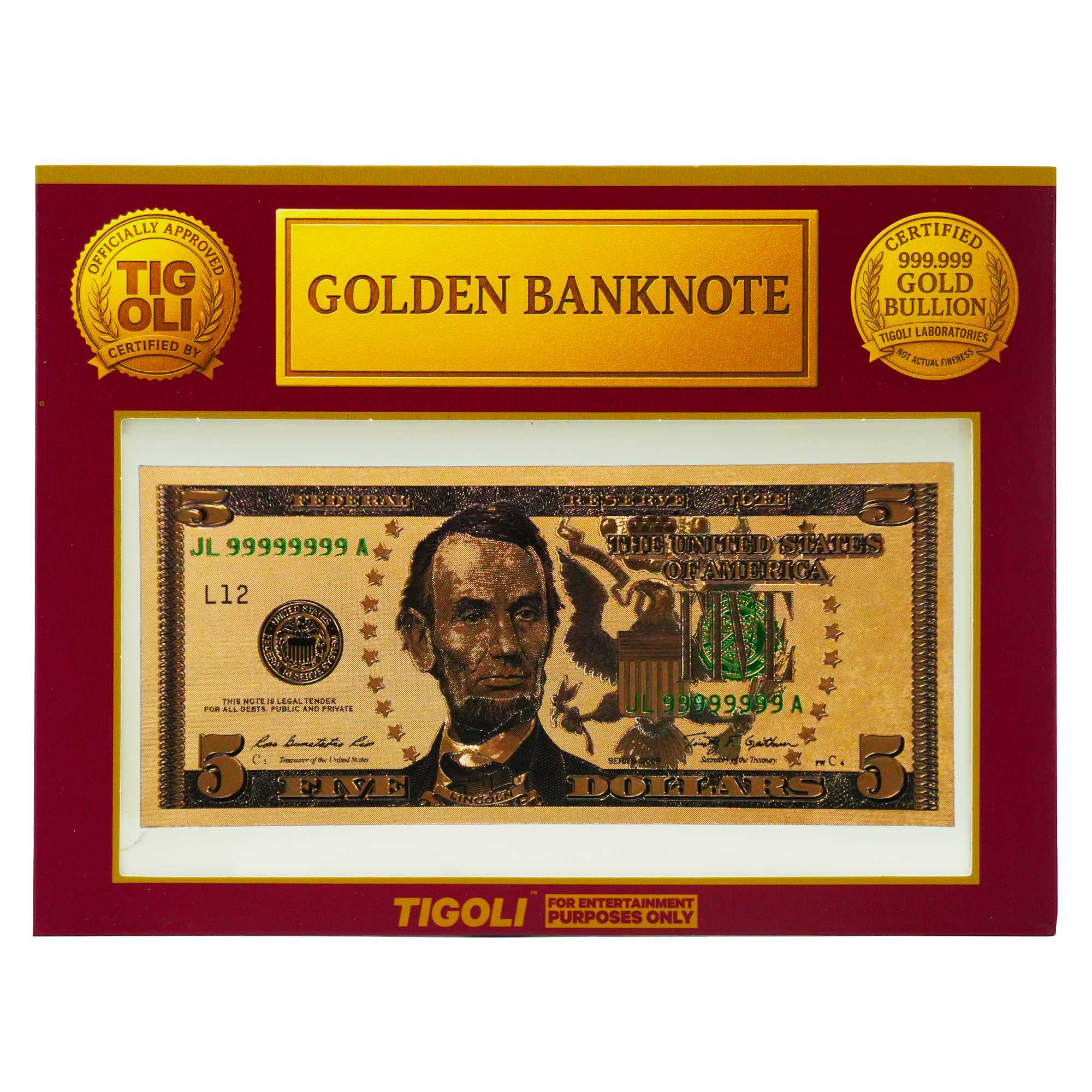 $5 Dollar United States of America Golden Banknote Main image