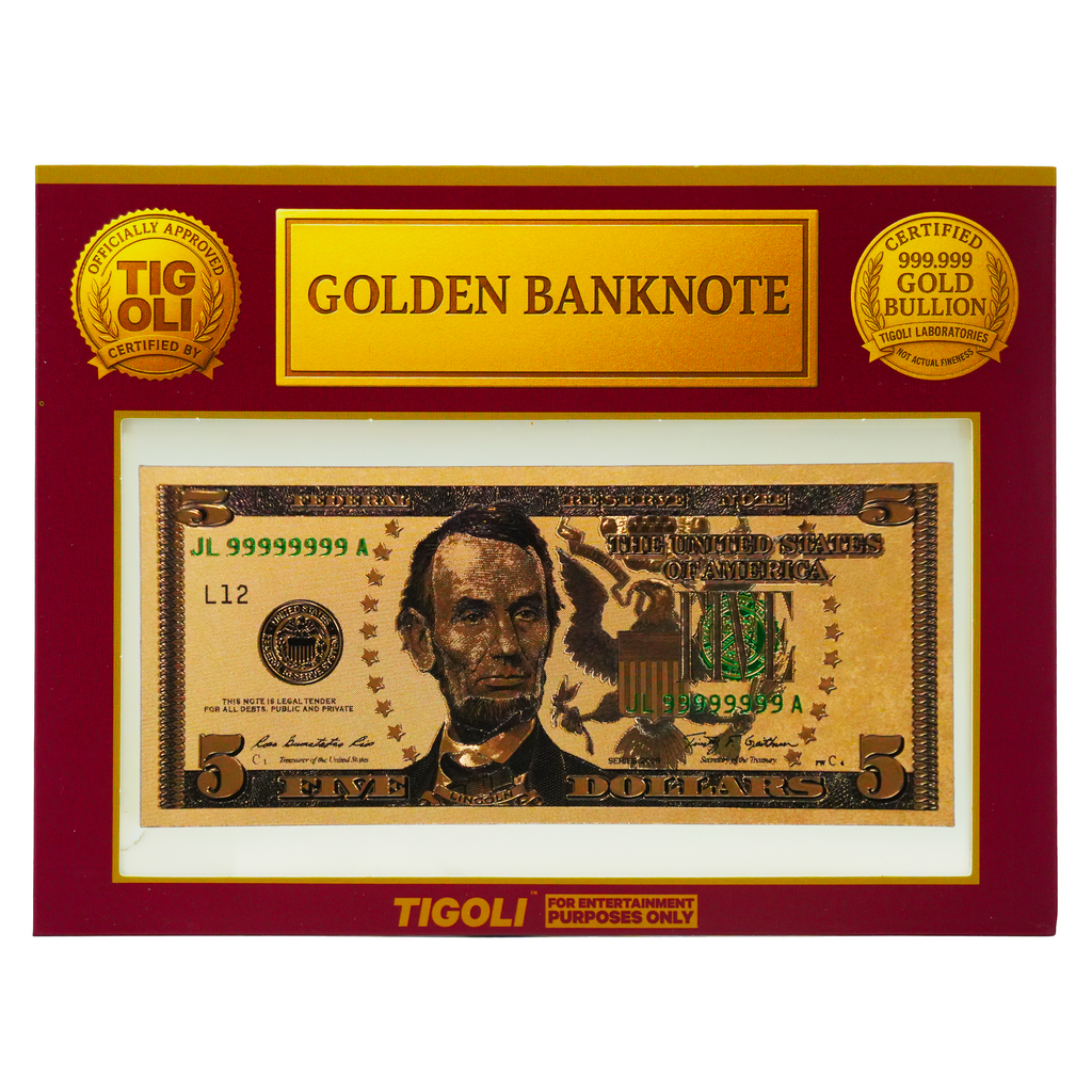 $5 Dollar United States of America Golden Banknote