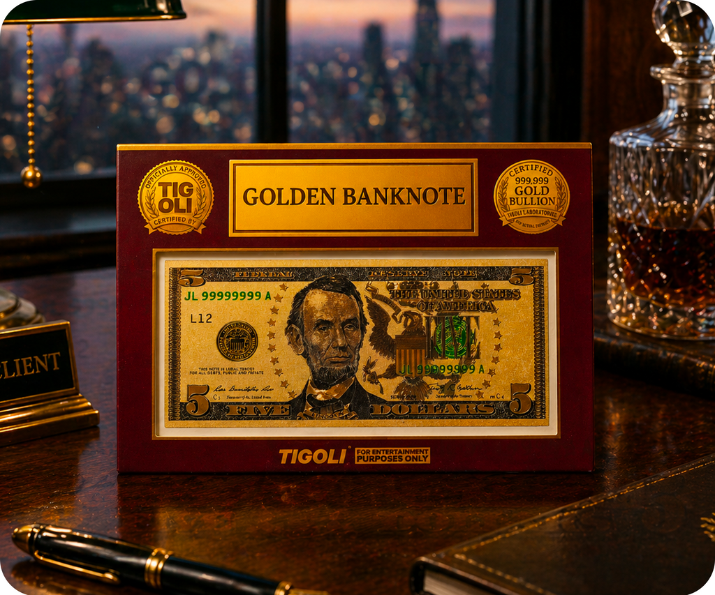 $5 Dollar United States of America Golden Banknote
