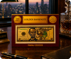 $5 Dollar United States of America Golden Banknote