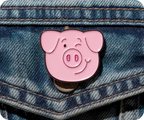 Pink Piggy Farm Animal Pin Badge
