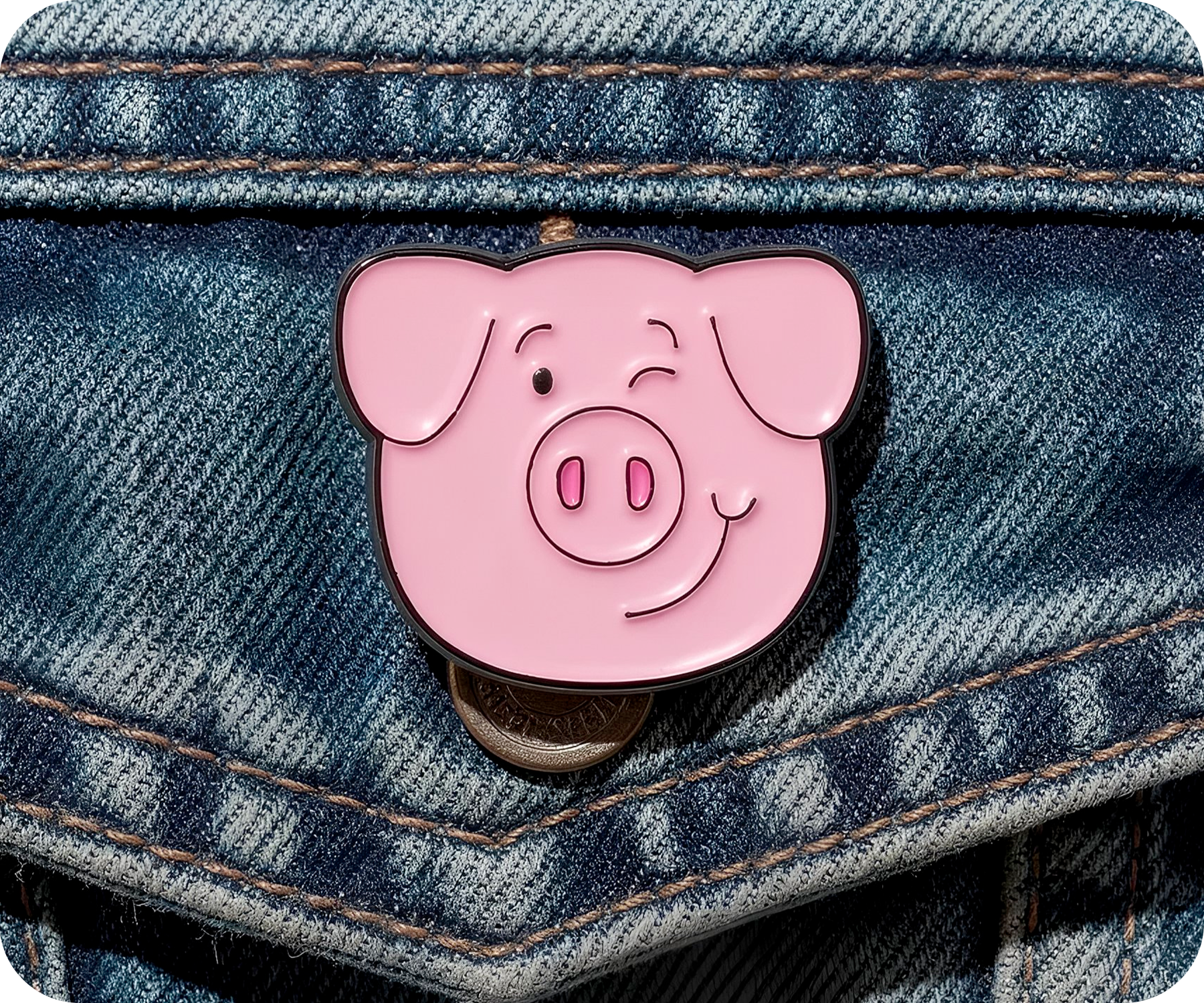 Pink Piggy Farm Animal Pin Badge