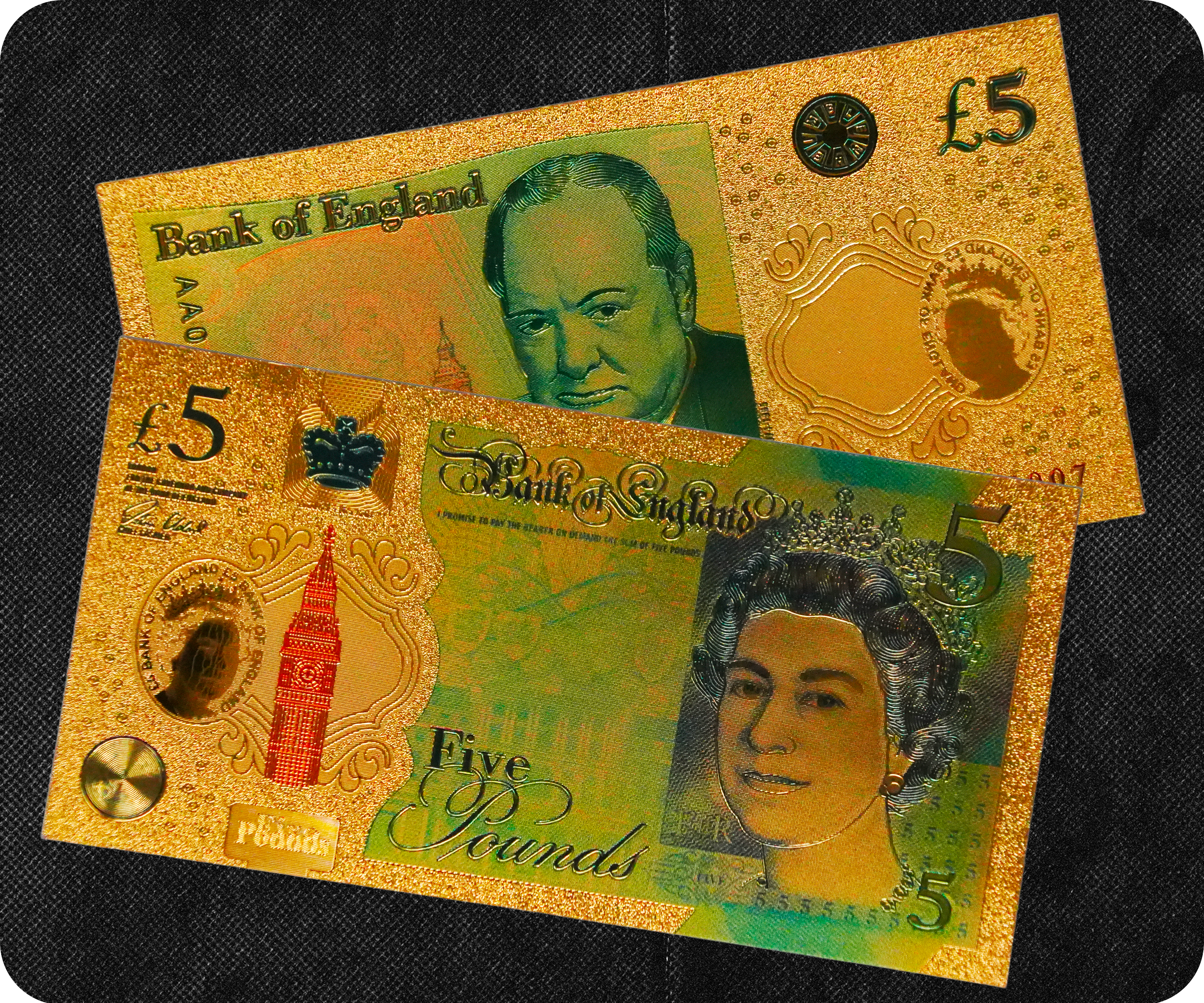£5 United Kingdom Pounds Golden Banknote
