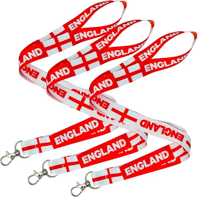 3 X England National Flag St George Cross Lanyard