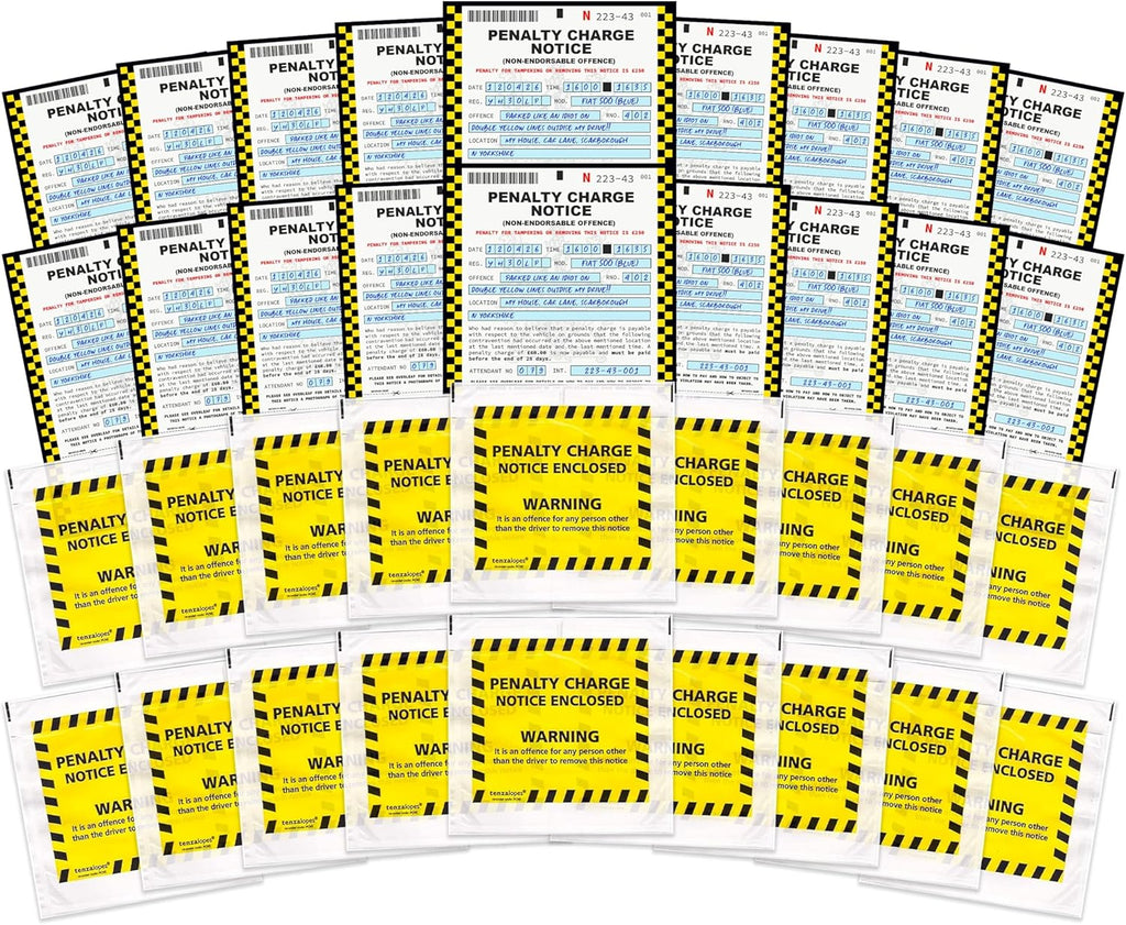 20 X Official Looking Novelty Joke Prank Funny Parking Tickets