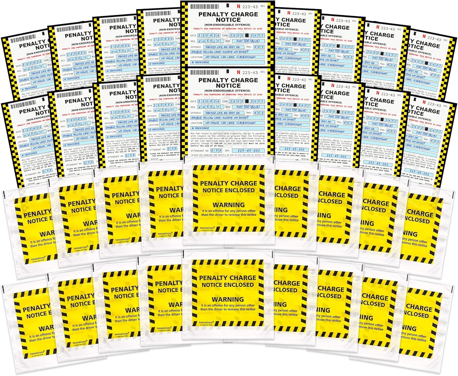 20 X Official Looking Novelty Joke Prank Funny Parking Tickets