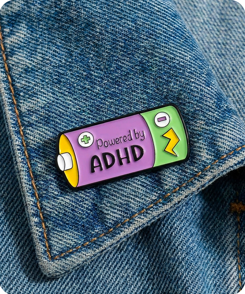 Powered By ADHD Enamel Lapel Pin Badge