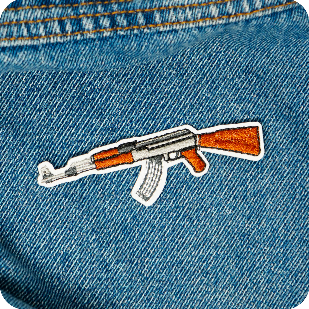 Kalashnikov AK47 Assault Rifle Gun Iron On Patch (9 x 2.8cm)