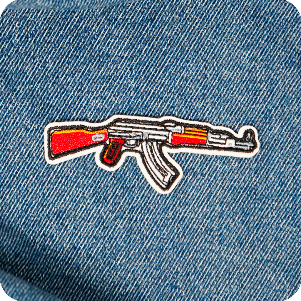 AK47 U Assault Rifle Gun Iron On Patch (8 x 2.8cm)