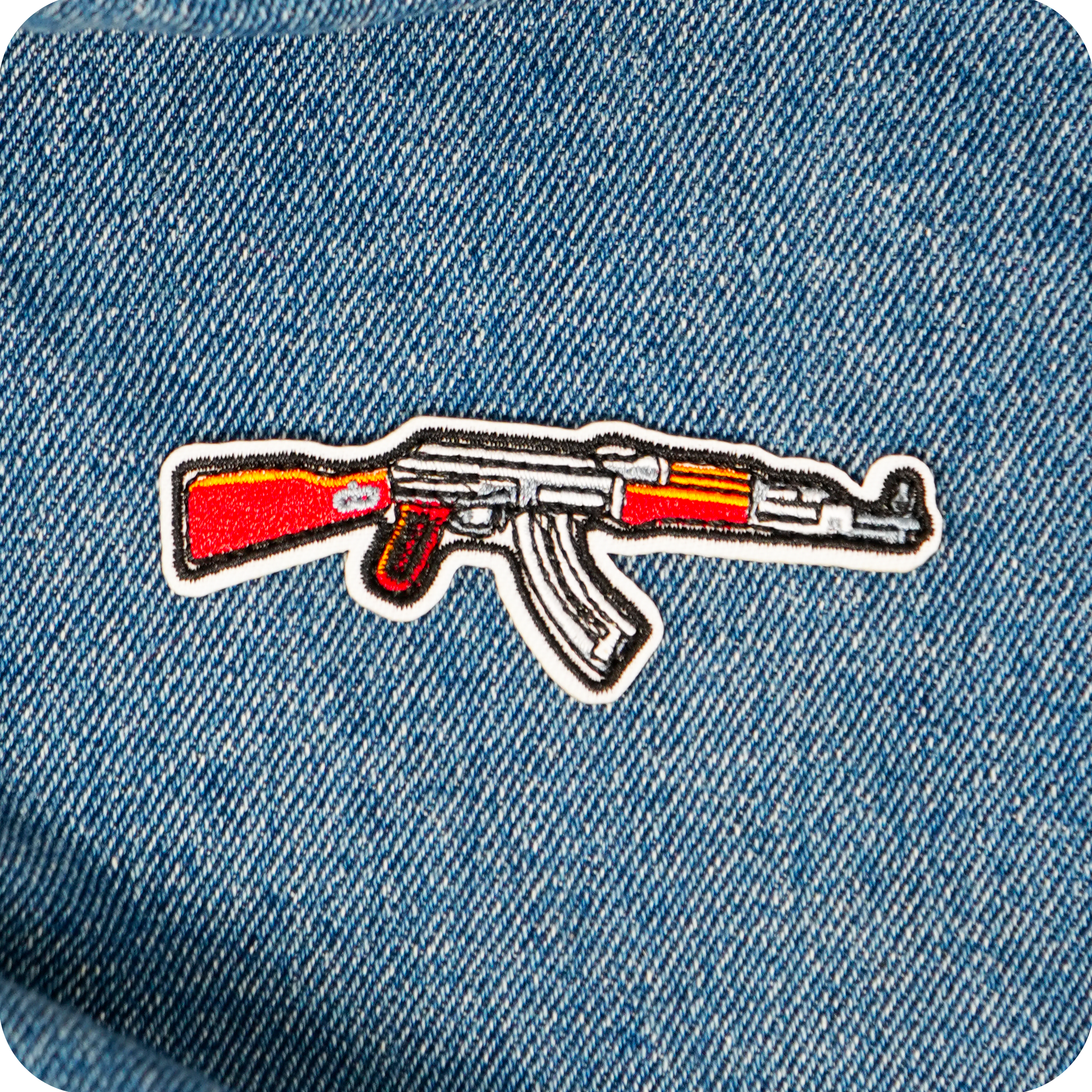 AK47 U Assault Rifle Gun Iron On Patch (8 x 2.8cm)