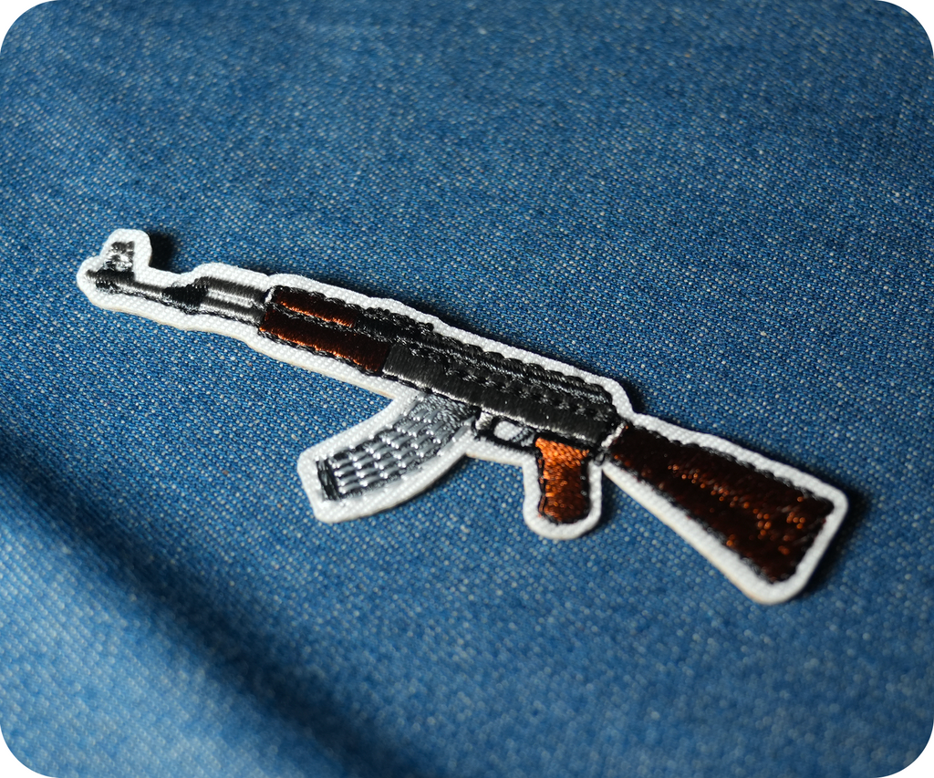 Kalashnikov AK47 Assault Rifle Gun Iron On Patch (9 x 2.8cm)