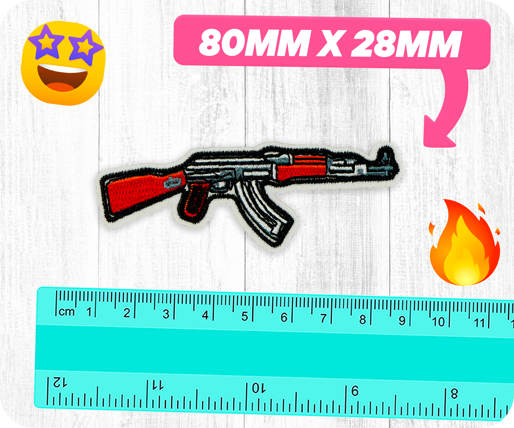 AK47 U Assault Rifle Gun Iron On Patch (8 x 2.8cm)