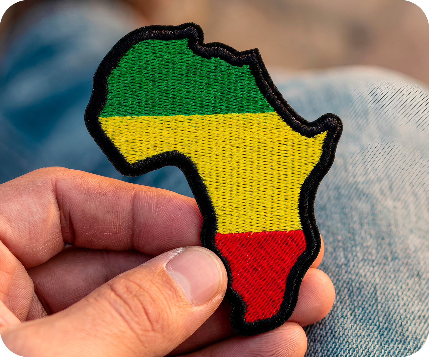 Africa Continent Shape & Flag Iron On Patch (9 x 7cm) Secondary image