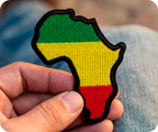 Africa Continent Shape & Flag Iron On Patch (9 x 7cm)