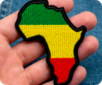 Africa Continent Shape & Flag Iron On Patch (9 x 7cm)