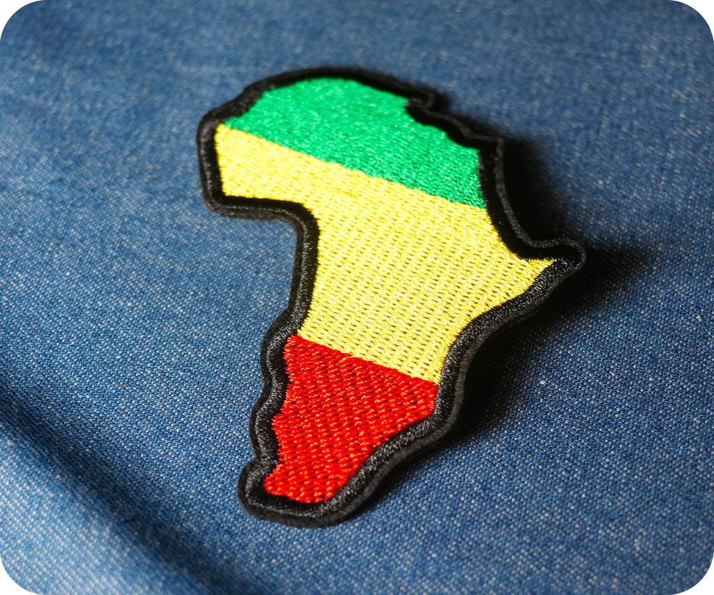 Africa Continent Shape & Flag Iron On Patch (9 x 7cm)