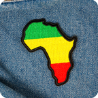 Africa Continent Shape & Flag Iron On Patch (9 x 7cm)