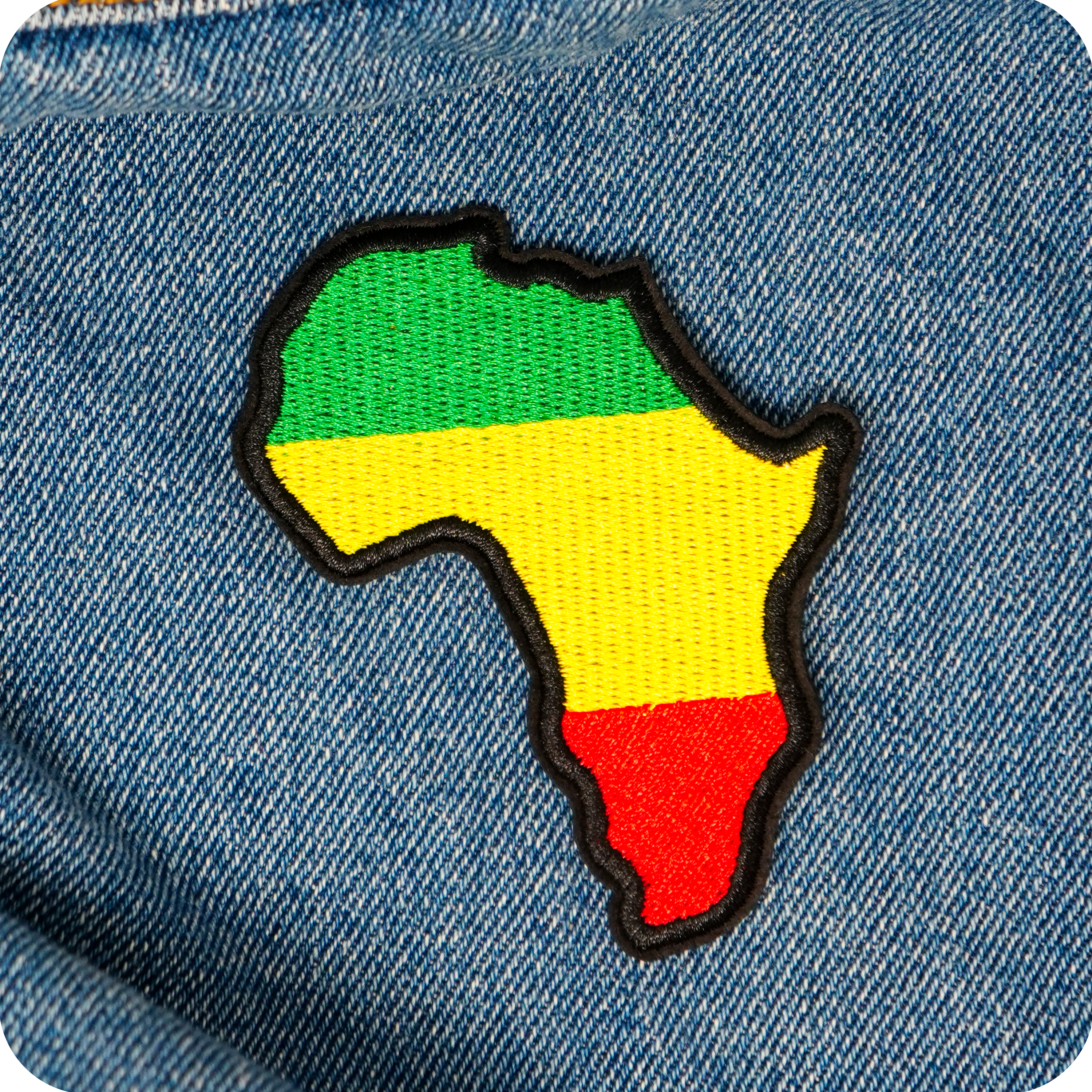 Africa Continent Shape & Flag Iron On Patch (9 x 7cm)