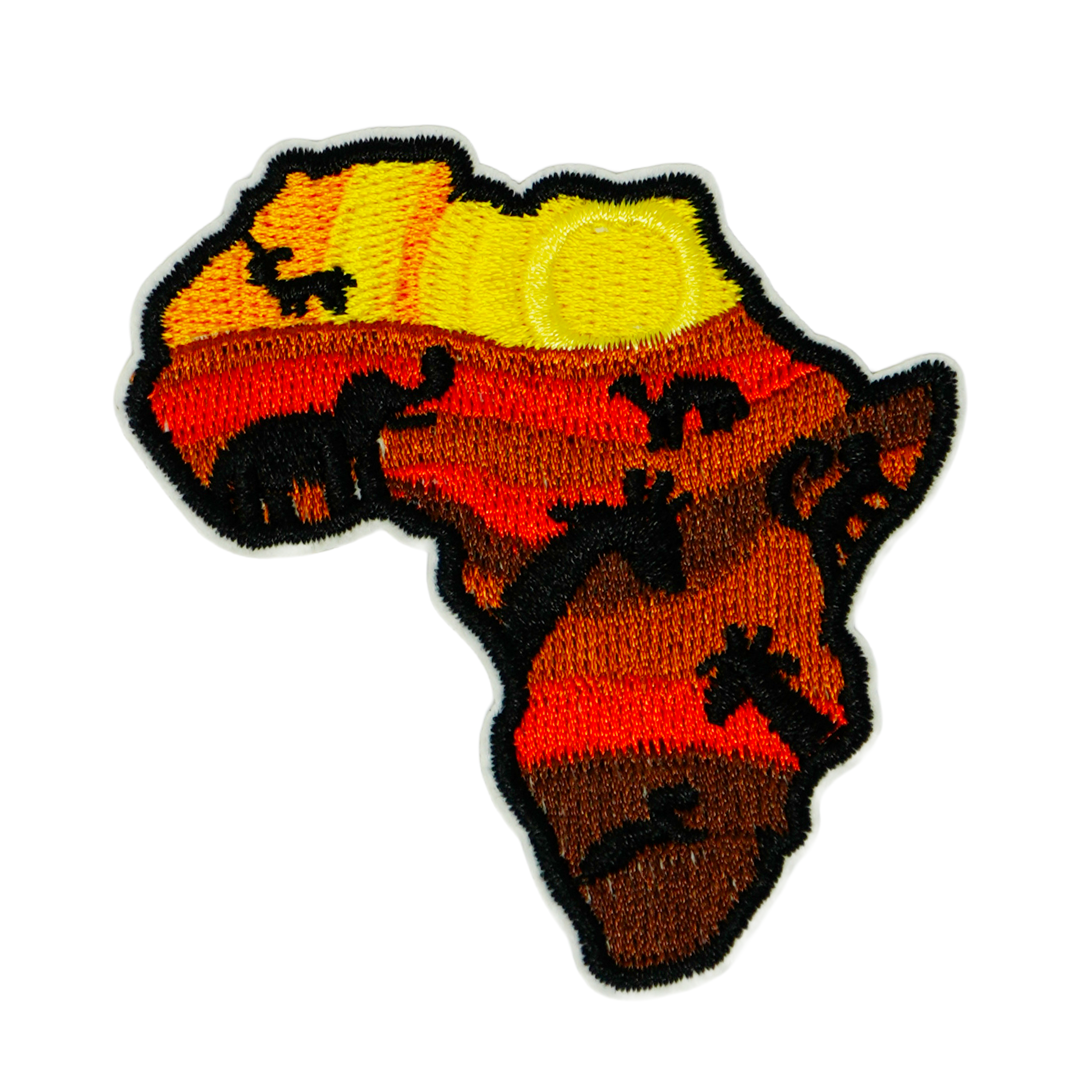 Africa Continent Shape Safari Animals Iron On Patch (7 x 6.5cm) Main image