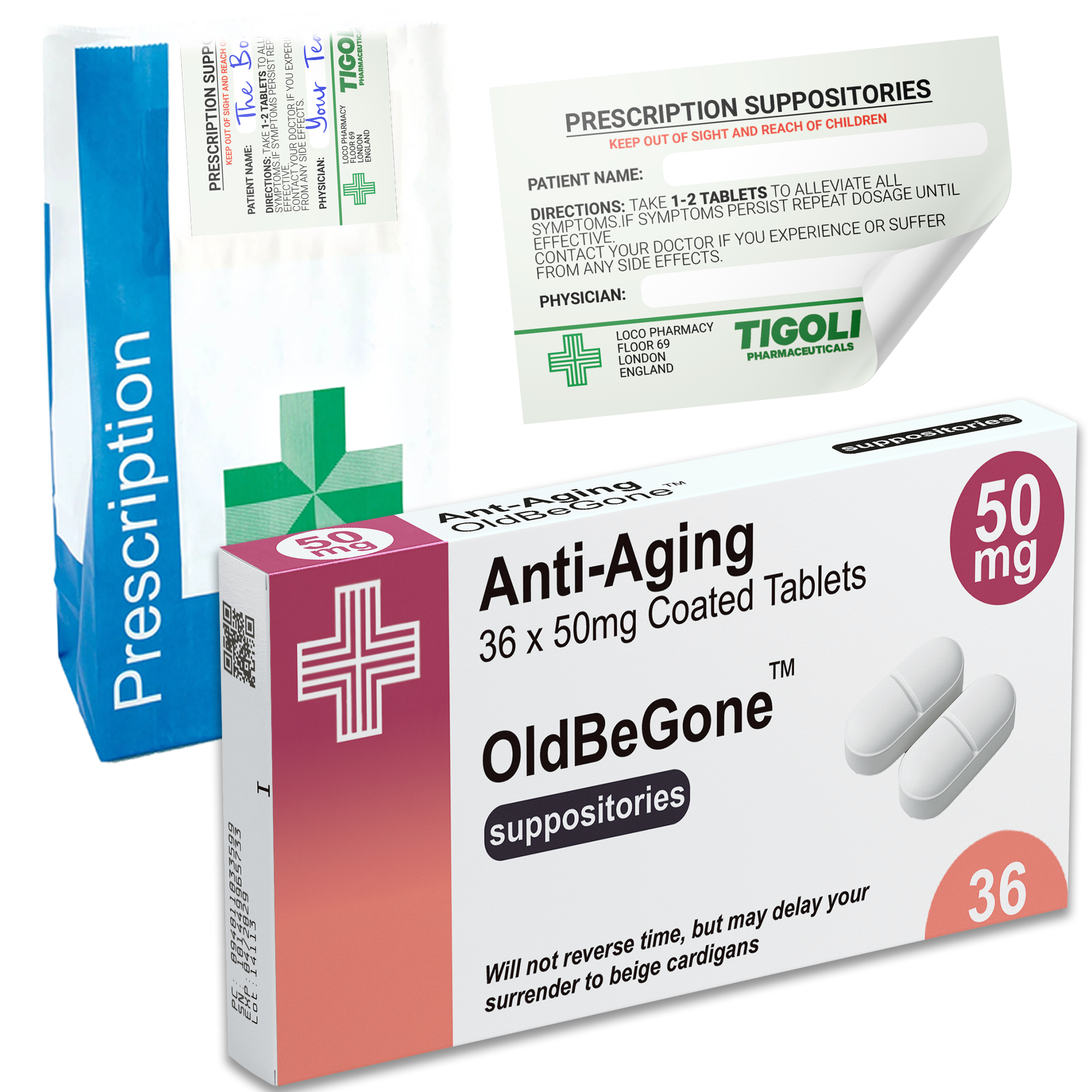 Caja de medicamentos con pastillas y recetas realista y anticonservadora, broma divertida y bolsa de recetas gratis  Imagen principal del producto