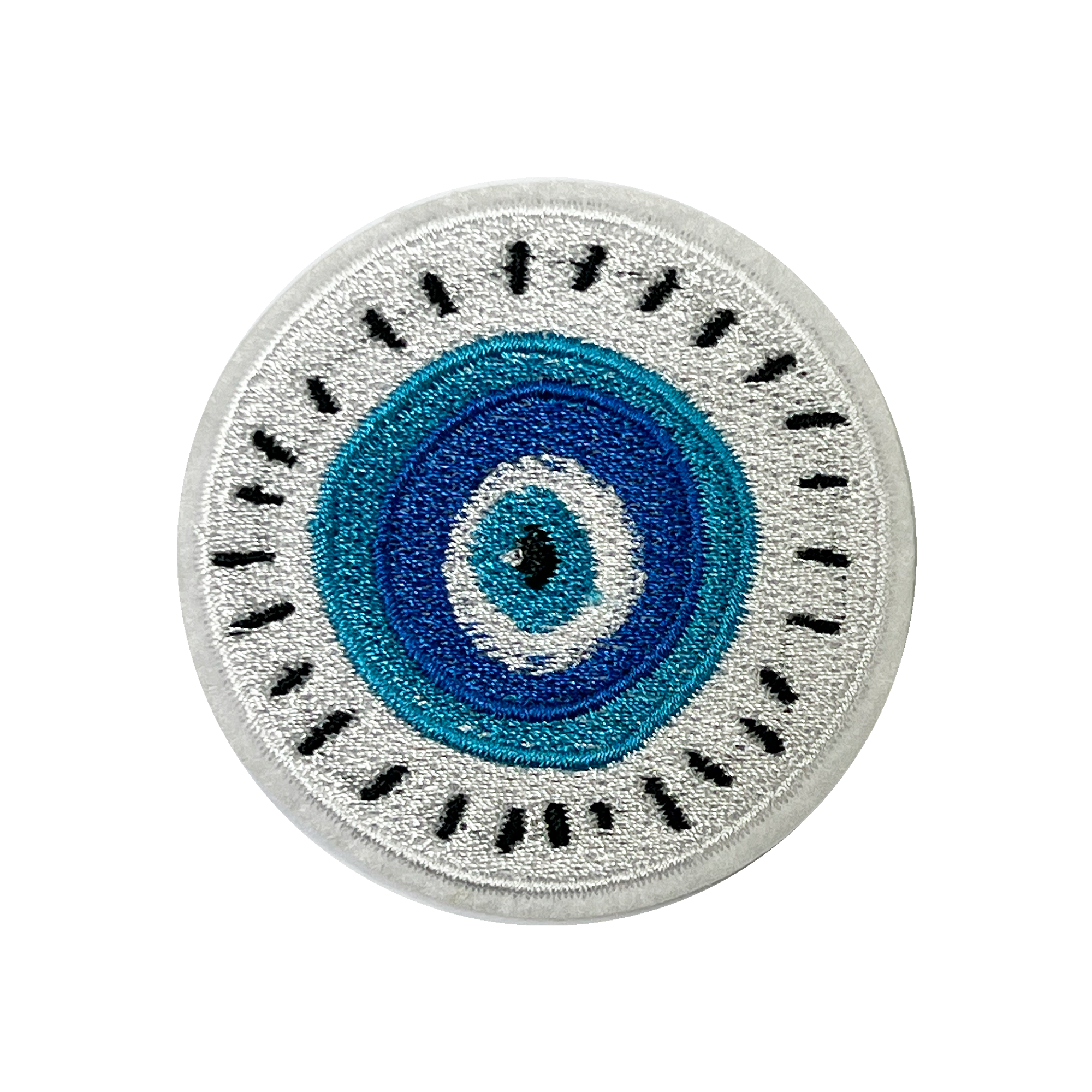 Parche bordado blanco de mal de ojo (6 cm) Imagen principal del producto