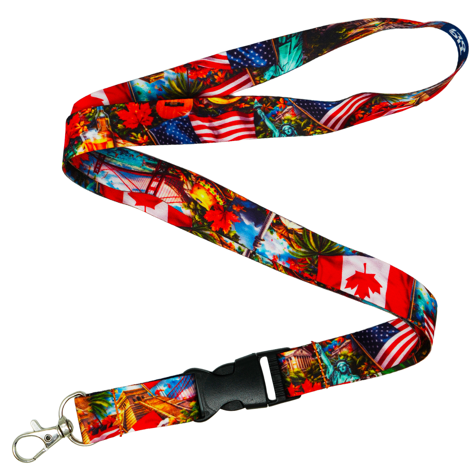 North America Culture Flag USA Canada Patriotic Lanyard Imagen principal del producto