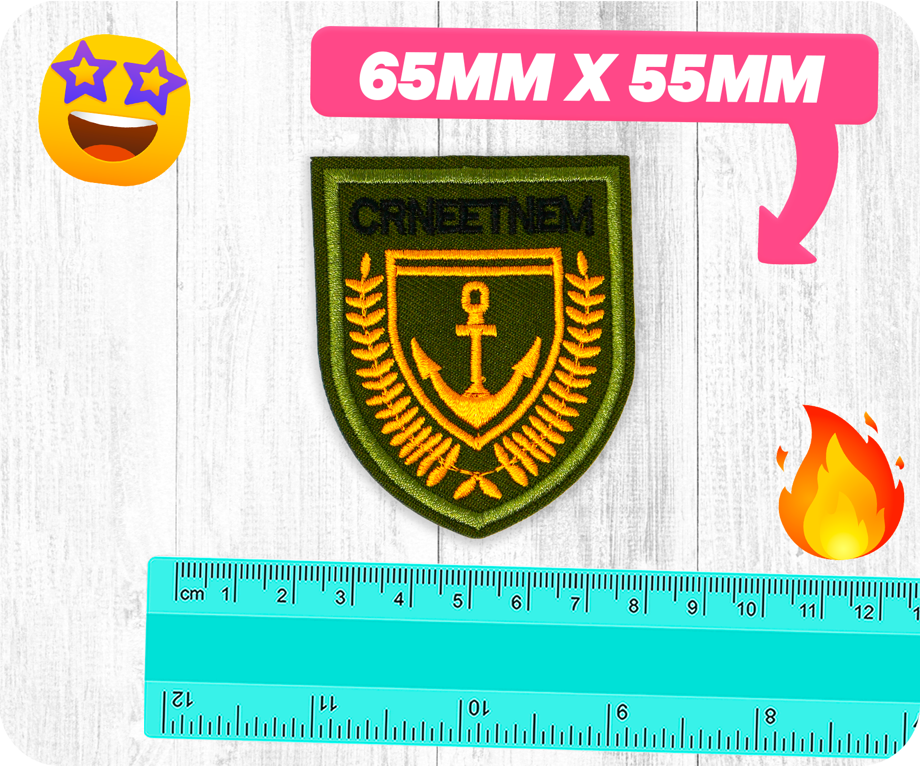 Maritime Command Anchor Oak leaf Shield Iron On Patch (6.5 x 5.5cm)