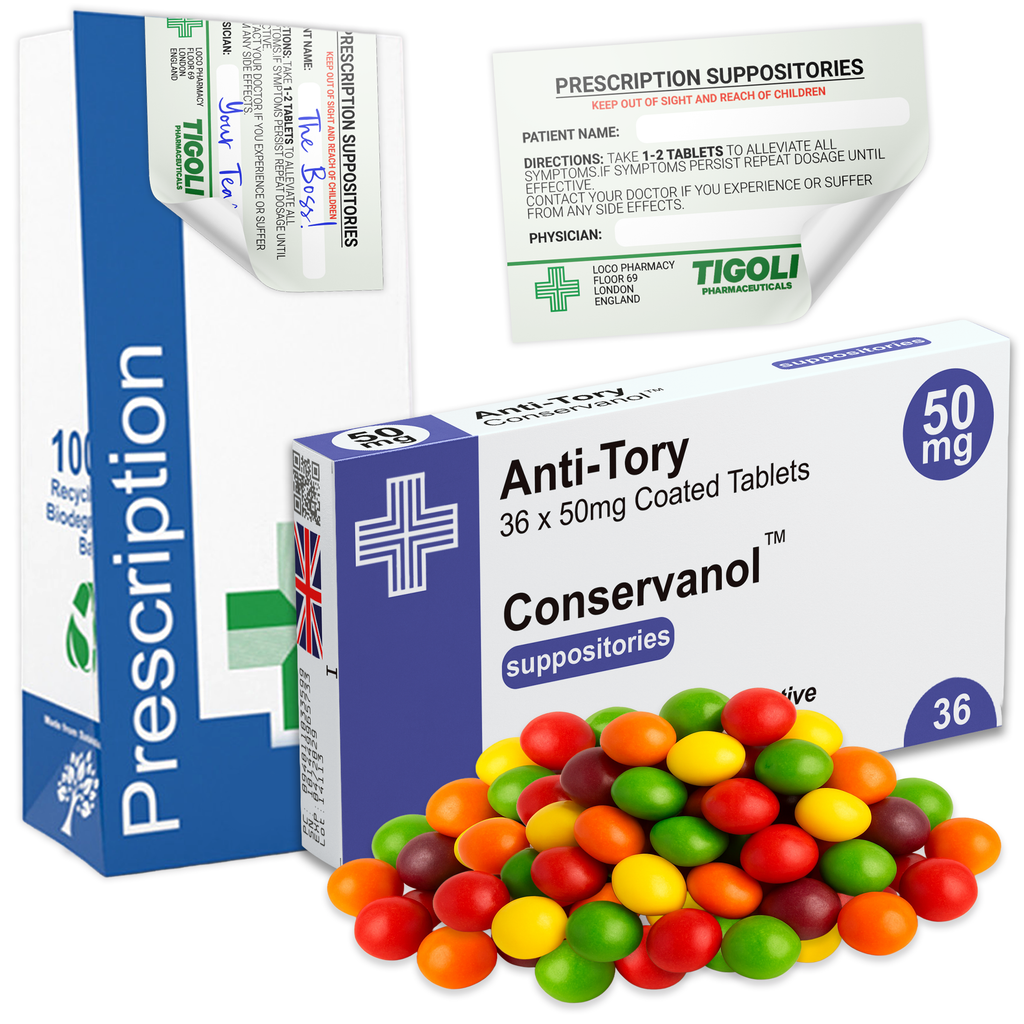 Anti-Tory Prescription Joke Sweets, 36g | Vegan & Vegetarian