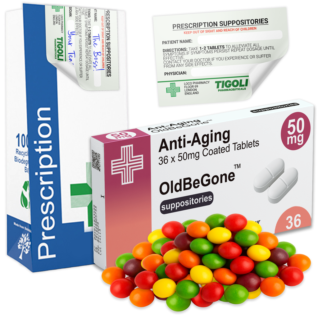 Anti-Aging Prescription Joke Sweets, 36g | Vegan & Vegetarian