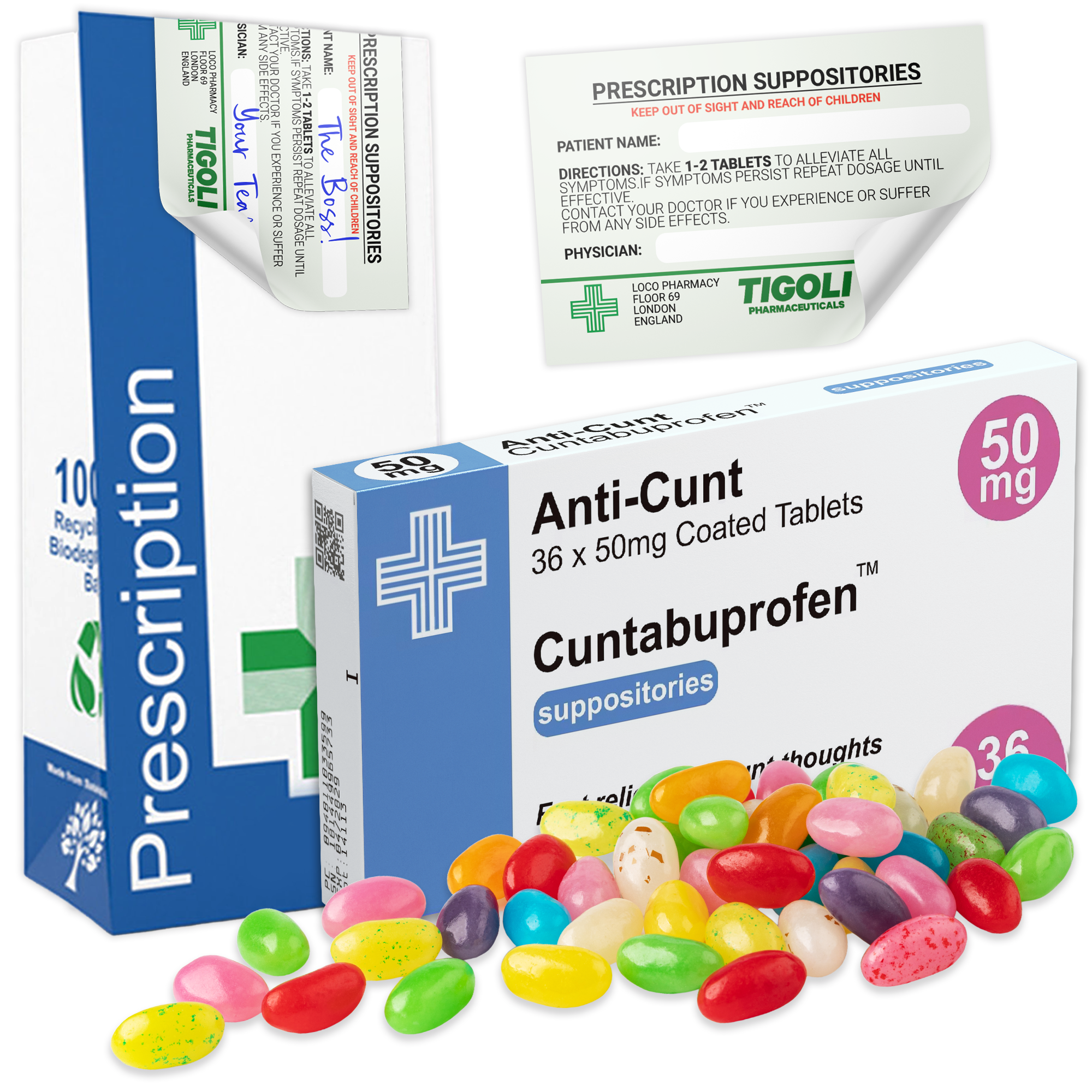 Anti-Cunt Prescription Joke Jelly Beans, 60g | Vegan & Vegetarian