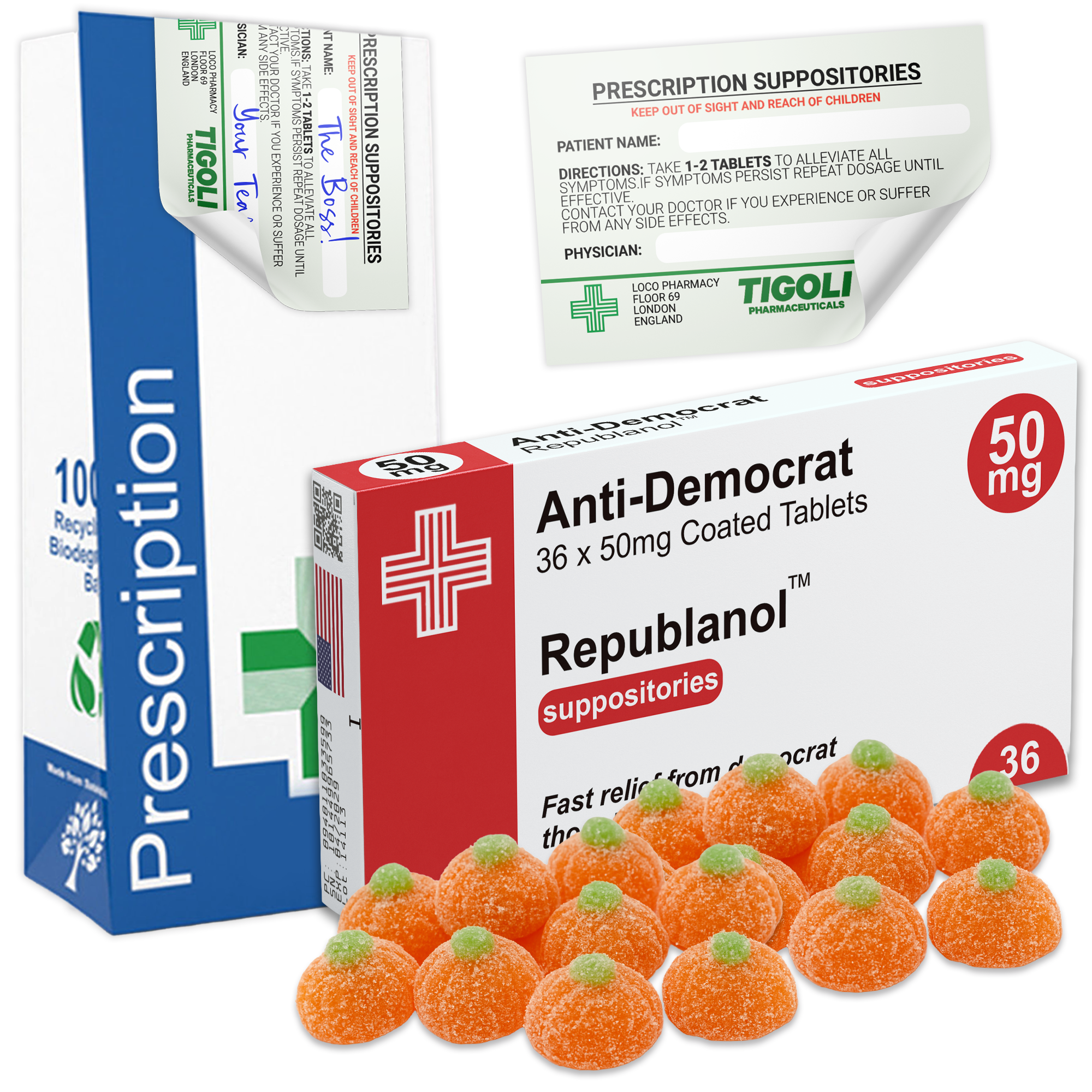 Caramelos de broma con receta médica anti-coños, 36 g | Veganos y vegetarianos Imagen principal del producto