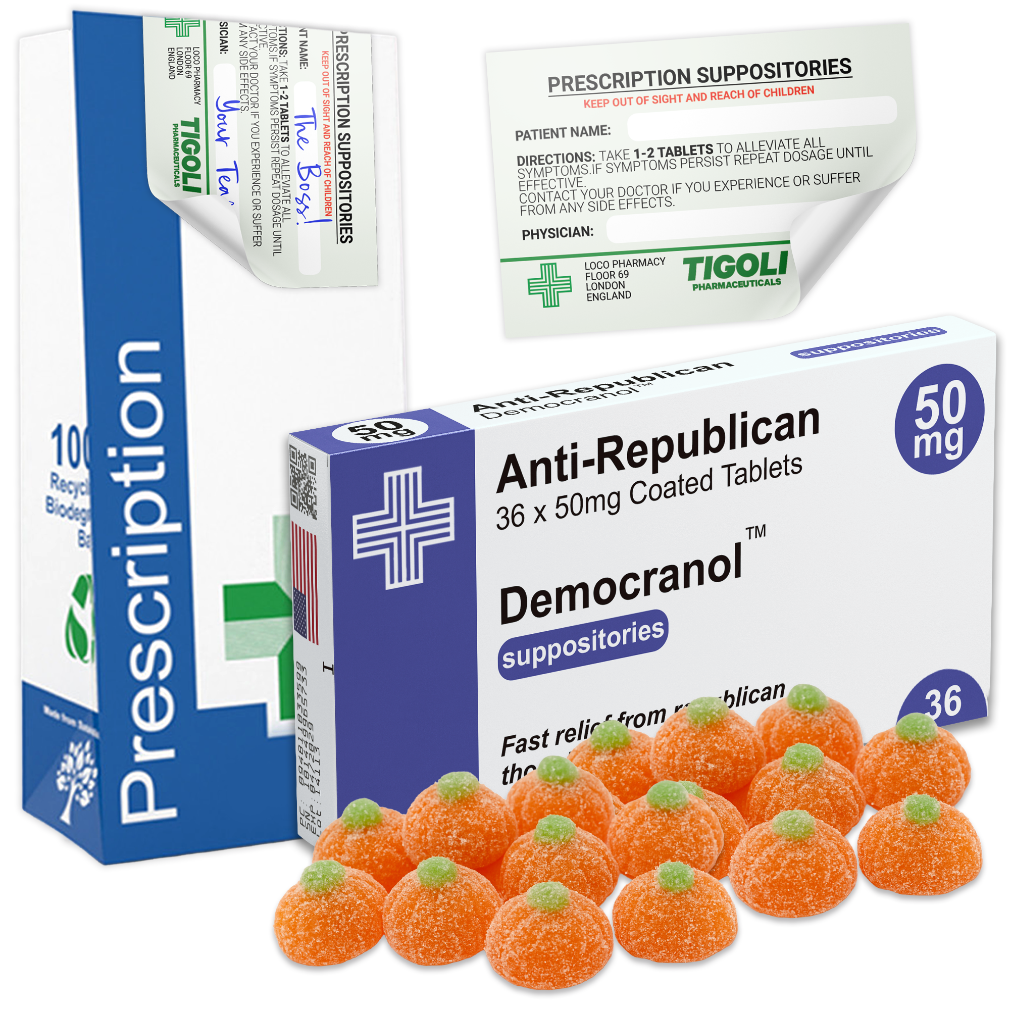 Caramelos de broma con receta médica anti-coños, 36 g | Veganos y vegetarianos Imagen principal del producto