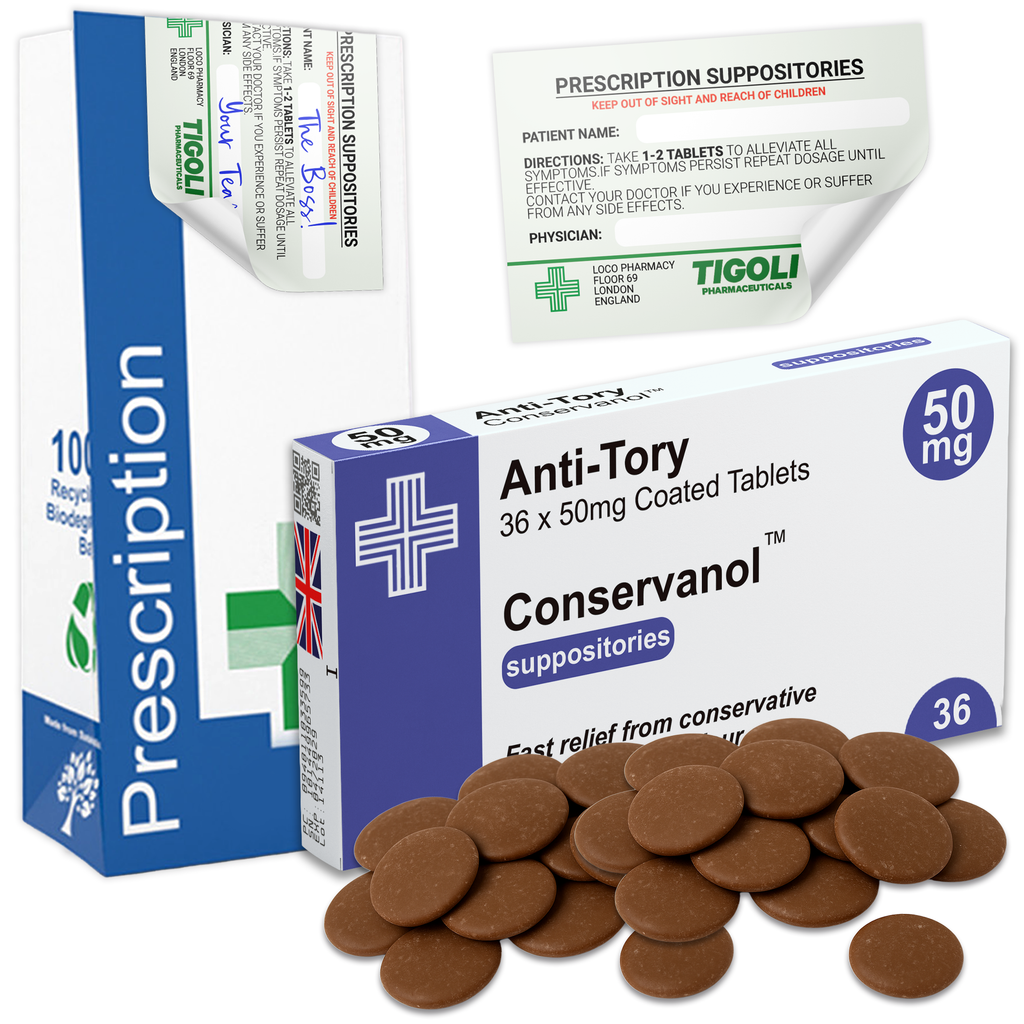 Anti-Tory Prescription Milk Chocolate, 36g | Vegetarian