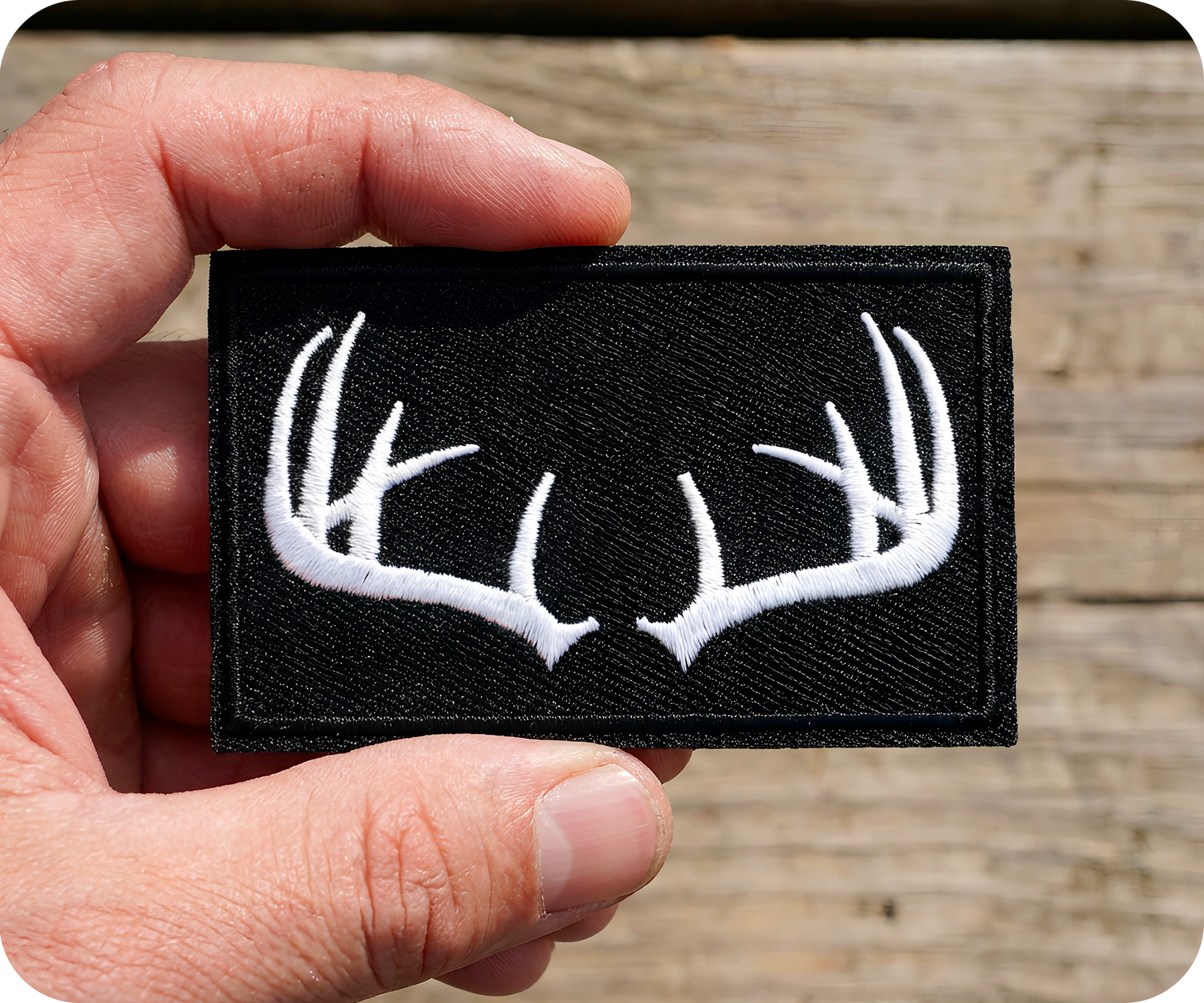 Deer Antlers Hunting Black Iron On Patch (7.8 x 5cm) Secondary image