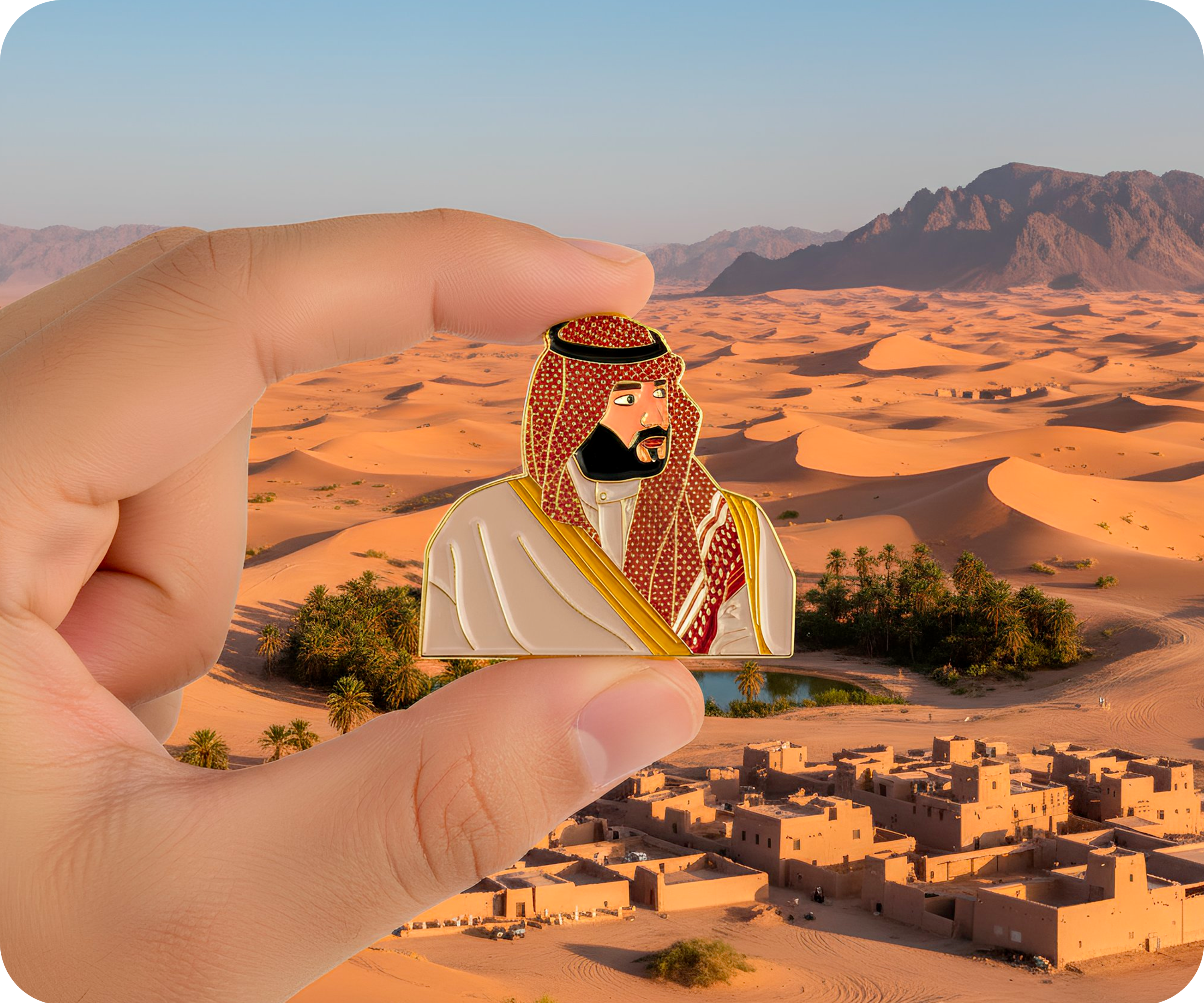 Saudi Arabian Man Thawb Pin Badge