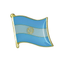 An enamel pin badge featuring the flag of Argentina with a blue and white color scheme on a gold-plated iron base with a butterfly clutch. © Tigoli® 2026 All Rights Reserved Panda Loco Ltd 