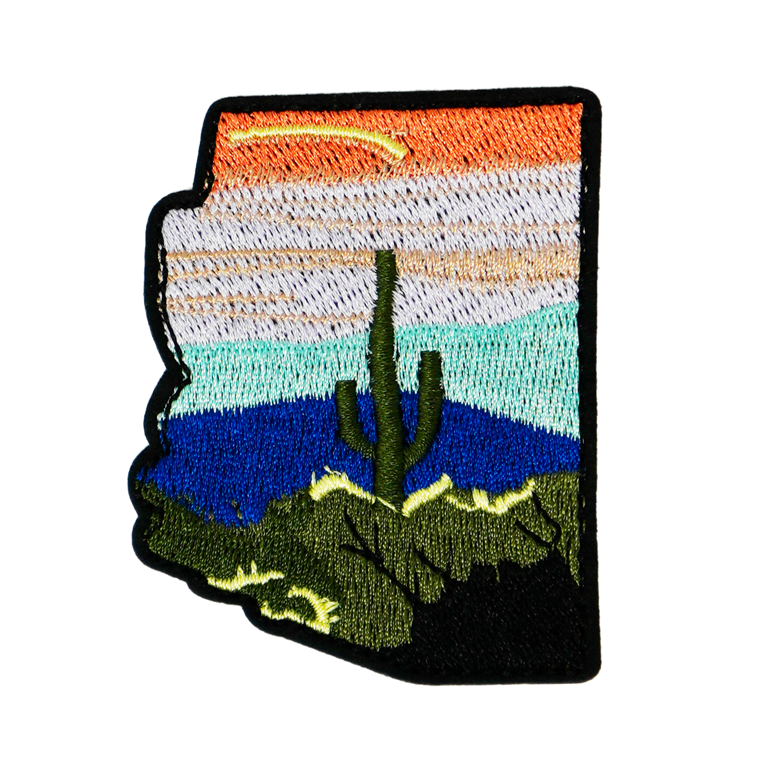 Arizona State Shape & Cactus Desert Iron On Patch (7 x 5.3cm) Main image